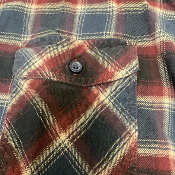 VANS Off The Wall Mens Red White Blue Plaid Flannel Button Up Shirt Size L - Picture 4 of 7